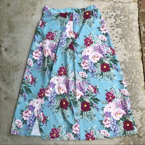 Show Me Your Mumu Midi Flirt Skirt Floral Print Darling Dolls Green Faux Wrap M - Picture 6 of 7